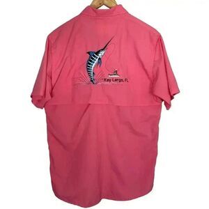 Spicy Tuna Swordfish Key Largo Florida Fishing Button Up Shirt Men’s Med